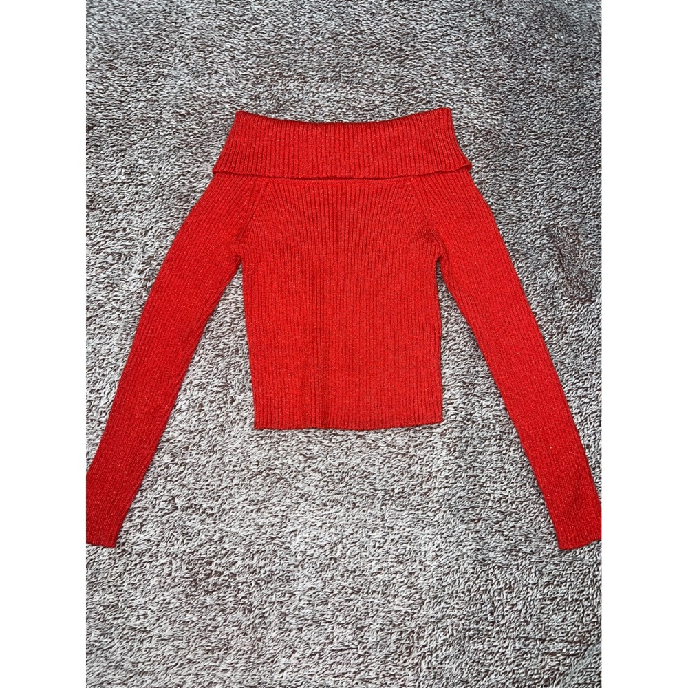 Art Class Girls M 8 Red Sparkle Ribbed Off Shoulder Sweater Holiday Metallic